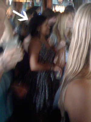A blurry camera-phone shot of Rachael Ray at her party. (Josh Modell)